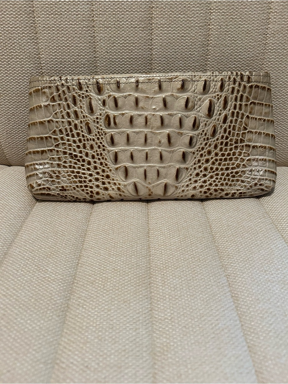 Brahmin Taupe Croc-Embossed Leather Wristlet Clutch - Picture 4 of 4